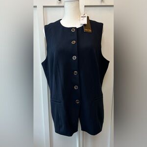 Truth by Republic Women's Size XL Navy Vest Sleeveless Buttons Work NEW NWT
